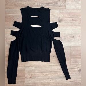Express Black Cutout Long Sleeve Top